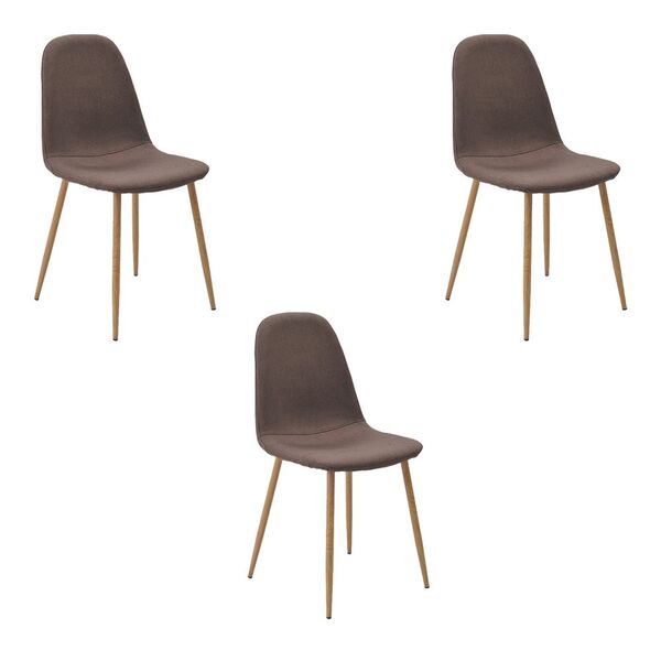 Kit 3 Cadeiras Decorativas Sala E Escritório Base Claro Emoti