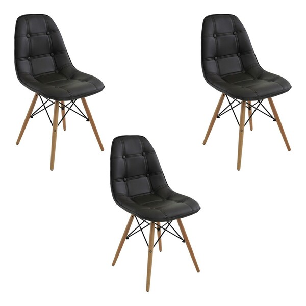 Kit 3 Cadeiras Decorativas Sala E Escritório Cadenna Pu Sinté