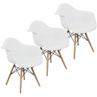 Kit 3 Cadeiras Eames Base Madeira Com Braço Branco