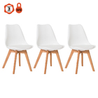 Kit 3 Cadeiras Eames Leda Base Madeira Sem Braço Branco