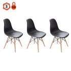 Kit 3 Cadeiras Eames Leda Base Madeira Sem Braço Preto