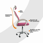 Kit 3 Cadeiras Escritório Diretor Tela Mesh Com Encosto Rosa