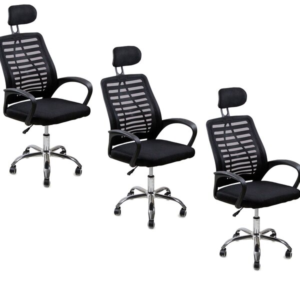 Kit 3 Cadeiras Escritório Diretor Tela Mesh Encosto
