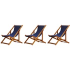 Kit 3 Cadeiras Espreguiçadeira Preguiçosa Dobrável Sem Braço