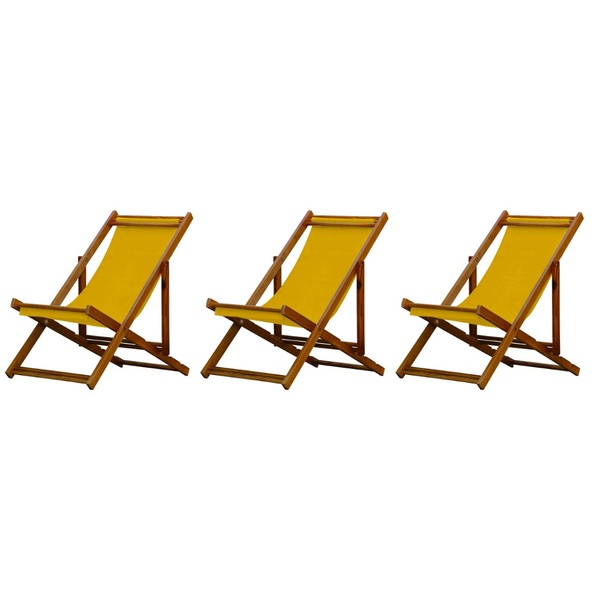 Kit 3 Cadeiras Espreguiçadeira Preguiçosa Dobrável Sem Braço
