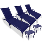 Kit 3 Cadeiras/espreguiçadeiras Julia + 2  Mesa P/ Piscina Az