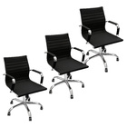 Kit 3 Cadeiras Esteirinha Presidente Baixa Com Rodinhas - Pre