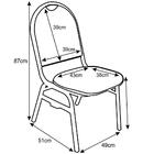 Kit 3 Cadeiras Hoteleira Auditório Hotel Empilhável Fixa Azul