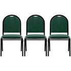 Kit 3 Cadeiras Hoteleiras Auditório Empilhável Linho M23 Verd