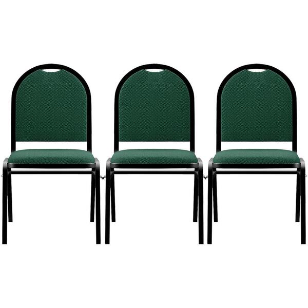 Kit 3 Cadeiras Hoteleiras Auditório Empilhável Linho M23 Verd