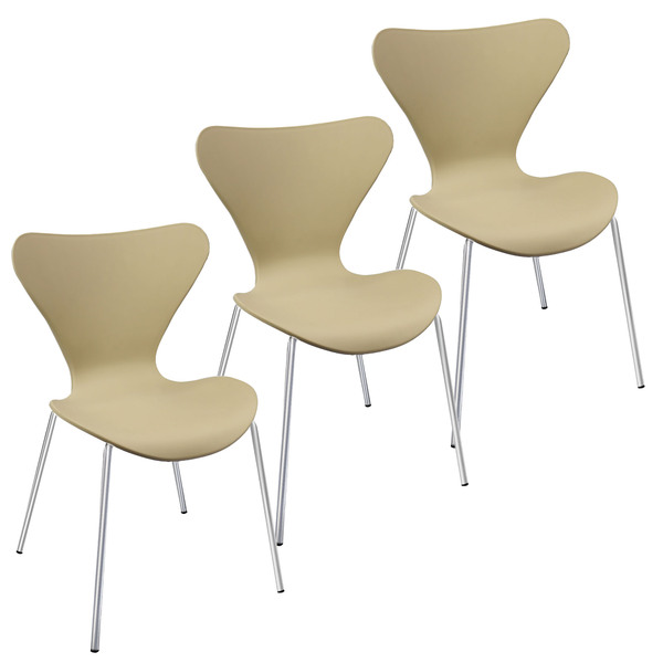 Kit 3 Cadeiras Jacobsen Polipropileno Sala Jantar Base Metal