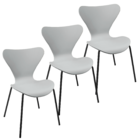 Kit 3 Cadeiras Jacobsen Polipropileno Sala Jantar Base Preta