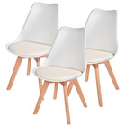 Kit 3 Cadeiras Leda Charles Eames Saarinen Wood Com Almofada