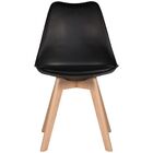 Kit 3 Cadeiras Leda Eames Saarinen Wood Com Almofada Preta