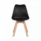 Kit 3 Cadeiras Leda Saarinen Wood Almofada Cozinha Preta