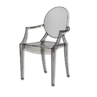 Kit 3 Cadeiras Louis Ghost Preto Translúcido