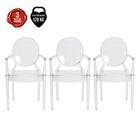 Kit 3 Cadeiras Louis Sofia Ghost Transparente