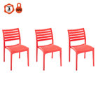 Kit 3 Cadeiras Macela Vermelho  Sem Braço Empilhavel Para Coz