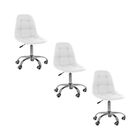 Kit 3 Cadeiras Office Eiffel Botonê Ajustável Base Giratória