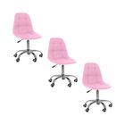 Kit 3 Cadeiras Office Eiffel Botonê Ajustável Base Giratória