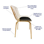 Kit 3 Cadeiras Para Cozinha Bertoia Cor Dourado Fosco Assento