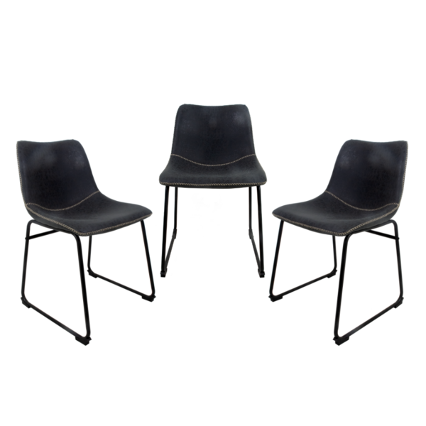 Kit 3 Cadeiras Para Sala De Jantar Munich Pretas