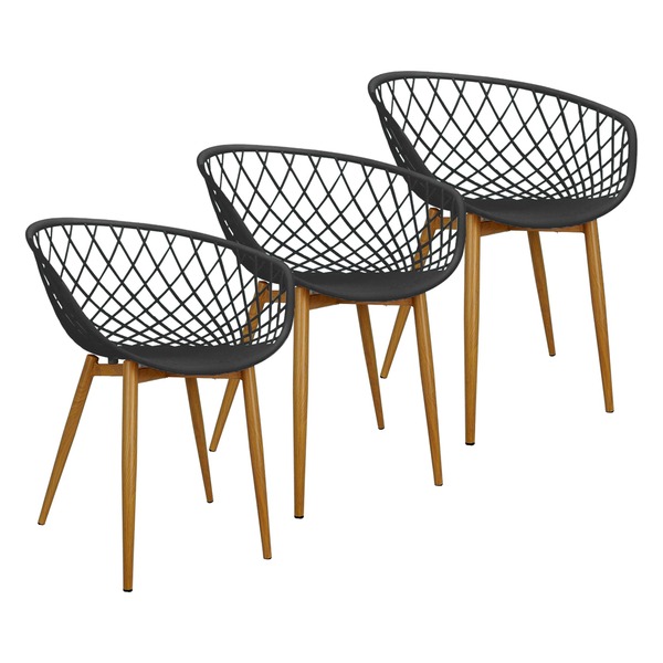 Kit 3 Cadeiras Poltrona Clarice Sidera Nest Web C/ Apoio De B