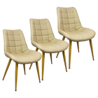 Kit 3 Cadeiras Romana Provence Poltrona Estofada Pu Vintage R