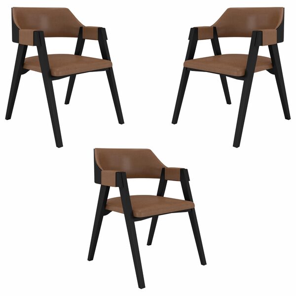 Kit 3 Cadeiras Sala De Jantar E Jogos Carteados Madeira Maciç