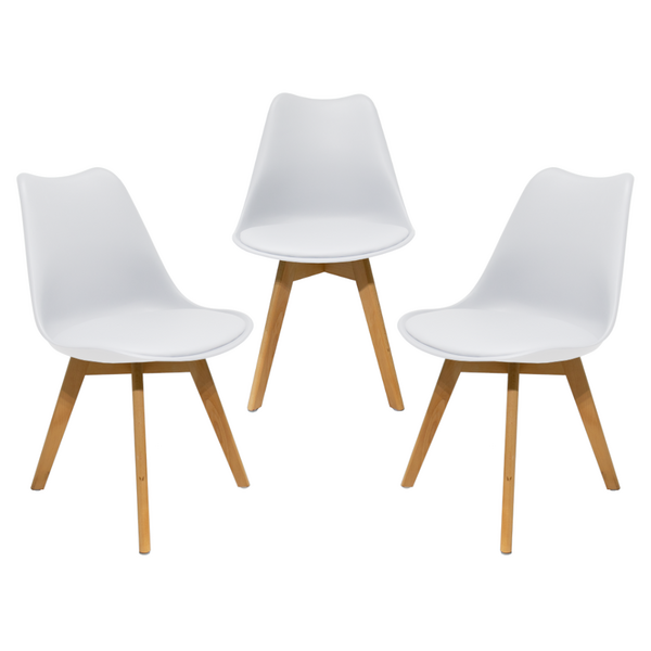 Kit 3 Cadeiras Sala Jantar Cozinha Leda Saarinen Design Branca