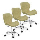 Kit 3 Cadeiras Slim Office Estofada Base Giratória Cromada -