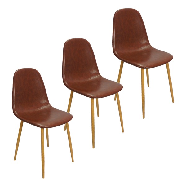 Kit 3 Cadeiras Tânia Charla Estofada Pu Vintage Base Cor Made