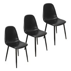 Kit 3 Cadeiras Tânia Charla Estofada Pu Vintage Base Cor Pret