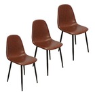 Kit 3 Cadeiras Tânia Charla Estofada Pu Vintage Base Cor Pret