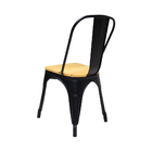 Kit 3 Cadeiras Tolix Iron Industrial Preta Assento De Madeira