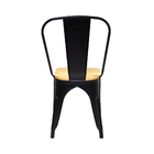 Kit 3 Cadeiras Tolix Iron Industrial Preta Assento De Madeira