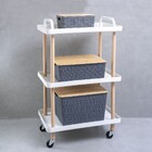 Kit 3 Caixa Organizadora Cinza E Carrinho Multiuso - Oikos So