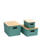 Kit 3 Caixas Caneladas Verde Tampa Bambu 6/16/23l Oikos Unica