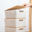 Kit 3 Caixas Organizadoras 4 Litros Brancas C/ Tampa Bambu -