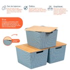 Kit 3 Caixas Organizadoras C/ Tampa De Bambu 18l Azul– Oikos