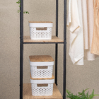 Kit 3 Caixas Organizadoras Com Tampa De Bambu Poá 3,5l Branco