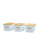 Kit 3 Caixas Organizadoras Com Tampa De Bambu Poá 3,5l Branco