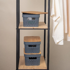 Kit 3 Caixas Organizadoras Com Tampa De Bambu Poá 3,5l Cinza