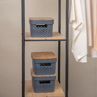 Kit 3 Caixas Organizadoras Com Tampa De Bambu Poá 3,5l Cinza