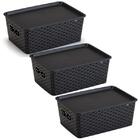 Kit 3 Caixas Organizadoras Com Tampa Média 4 5 Litros Rattan