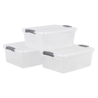 Kit 3 Caixas Organizadoras de Plástico Transparente 20L 18x47,9x33,6cm São Bernardo