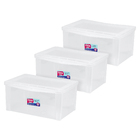 Kit 3 Caixas Organizadoras Plástico Transparente 65L 30,7x63,5x42,5 cm Radical Color Ordene