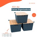 Kit 3 Caixas Organizadoras Tampa De Bambu 18l Cinza - Oikos U