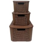Kit 3 Caixas Organizadoras Tampa Rattan Retangular Plasnew -