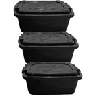 Kit 3 Caixas Plástica 34l Organizadora Preta Grande Tampa E T